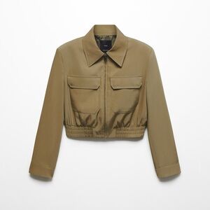 Mango Cropped Olive Green Jacket